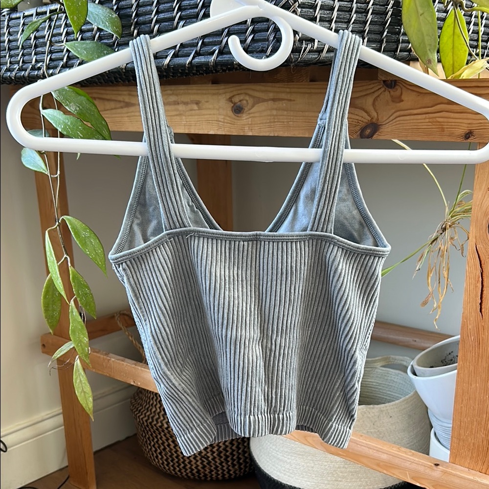 Gray Ribbed Women's Top - Picture 2 of 3
